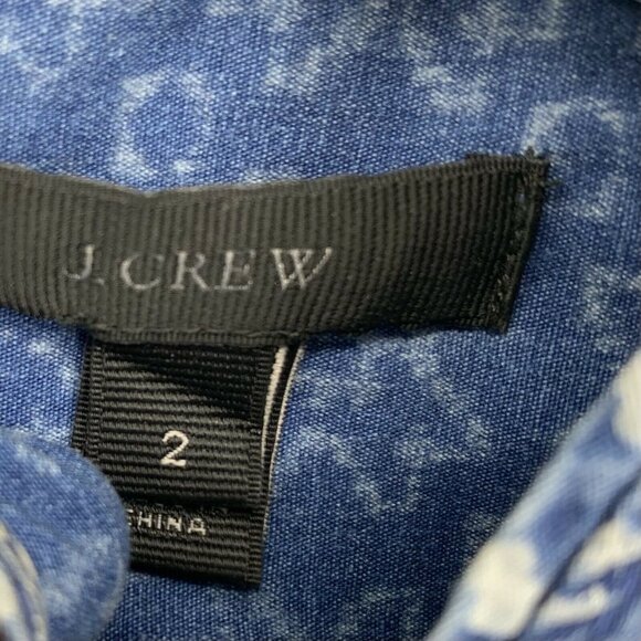 J.CREW Boho Chambray Top Womens Size 2 Blouse Blue Crew Neck Cotton Peasant - Picture 4 of 12